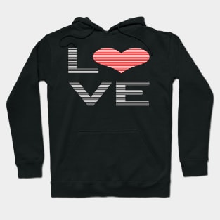 Love - heart - strips - black and red. Hoodie